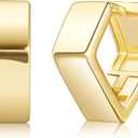 925 Sterling Silver 14k Gold Plated Chunky Huggie Hoop Earrings for Women - Small Square Hoops, Cute Thick Earrings, Trendy Jewelry Gifts