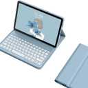 Keyboard Case for Lenovo Tab M11 (TB-330FU/TB-330XU) 11 inch, Cute Color Folio Stand Cover with Round Key Magnetic Detachable Keyboard for Lenovo Tab M11 2024 11'', Blue
