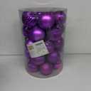 Sibosen Christmas Ball Ornaments, 34 Count Pre-Strung Xmas Balls, Shatterproof Barrel Packed Balls for Holiday Party Wreath Tabletop Tree Decorations, 3.15 Inch, Purple