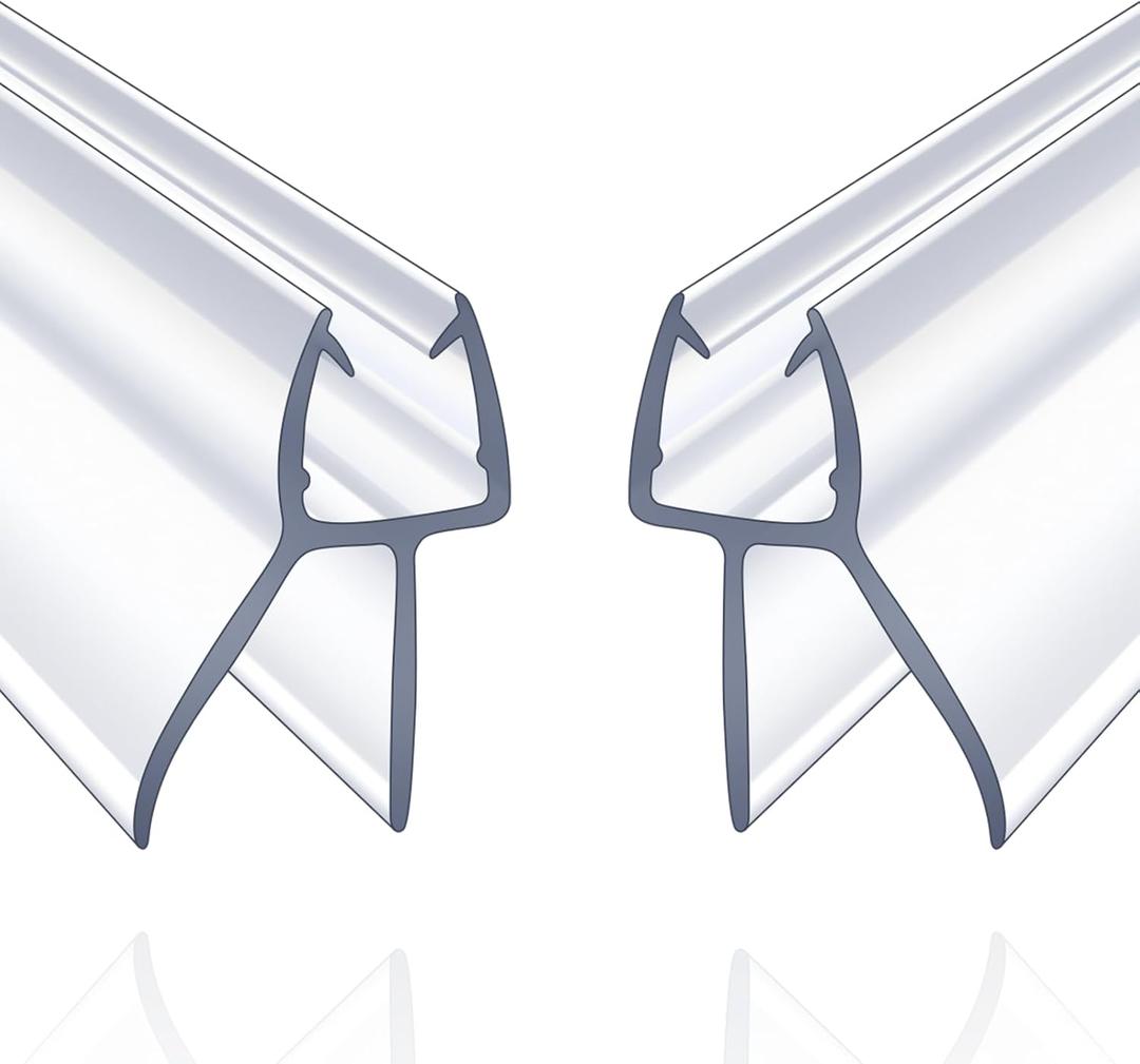 ZNCZHZN Shower Door Bottom Seal, 2-Pack Frameless Door Seal for 5/16 Inch Glass Door-39” Long Ultra Clear Shower Door Seal Strip, Stop Shower Leaks and Create a Water Barrier(5/16" Door, Long Sweep)