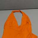 Womens Backless Halter Tops Deep V Neck Sexy Crop Tank Top Open Back Sleeveless Slim Fit Y2k Summer Tops (Small, Orange)