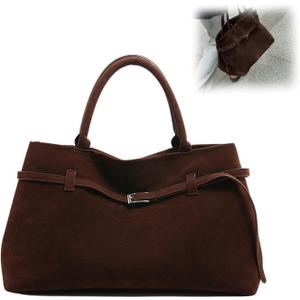 Faux Suede Bags for Women Slouchy Hobo Bag Large Suede Tote Bag Bucket Handbag Retro Purse Vintage Shoulder Satchel Bag
