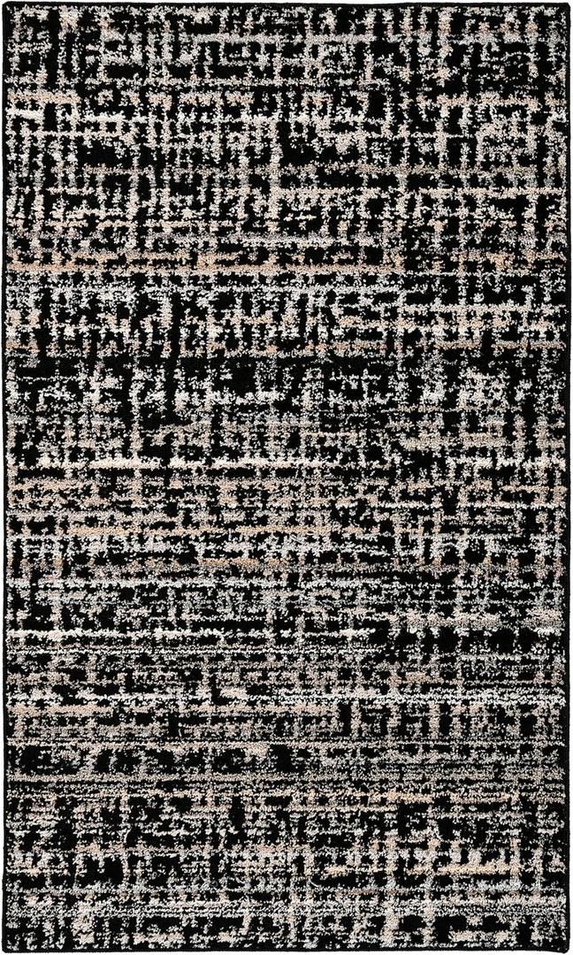Garland Rug Rumba Black/Earth Tones 3 Ft. X 5 Ft. Modern Abstract Area Rug Soft, Anti-Skid,Carpet for Living Room, Bedroom, Dining Room, Farmhouse, Nursery Non-Shedding Indoor Floor Rug