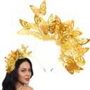Fstrend Butterfly Fascinators Hat Costume Headband Cosplay Crown Headdress Halloween Tea Party Headpiece for Women