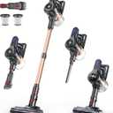 NADALY Cordless Vacuum Cleaner, 500W 40KPA Stick Vacuum with 45min Runtime, Anti-Tangle Vacuum Cleaners for Home, 1.5L Dust Cup, Rechargeable Wireless Vacuum for Hardwood Floor Carpet Pet Hair (Gold)