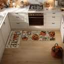 Artoid Mode Home Sweet Jack-O'-Lantern Pumpkin Halloween Kitchen Mats Set of 2, Low-Profile Decor Kitchen Rugs for Floor - 17x29 and 17x47 Inch