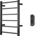 Heated Towel Racks for Bathroom, Wall Mounted Electric Towel Warmer Racks with Timer & Temperature Control, 6 Bar Stainless Steel Towel Heater for Bathroom, Matte Black, Plug-in