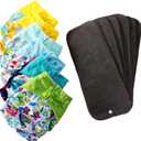 Cloth Diapers 6 Pack with 6 Inserts & 1 Wet Bag - Waterproof Cover, Washable, Reusable & One Size Adjustable Pocket Diapers for Newborns and Toddlers (Bear Set), One Size