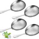 Boao 4 Pack Julep Strainers Stainless Steel Strainer Cocktail Spoon for Loose Tea Filter Practical Bar Colander Tool for Commercial Bar Use