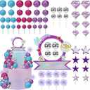 Sanwuta 77 Pcs Kpop Theme Party Cake Topper Set Disco Ball Glitter Ball Star Diamond Insert Foil Fireworks and Cake Standee for Kpop Theme Birthday Graduation Music Lover Decors