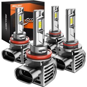 SEALIGHT S7S // 9005/HB3 Light, 120000LM Brightest Bulbs, 6500K White, Easy Installation,10 Years Lifespan, Plug-N-Play, 4 Pack