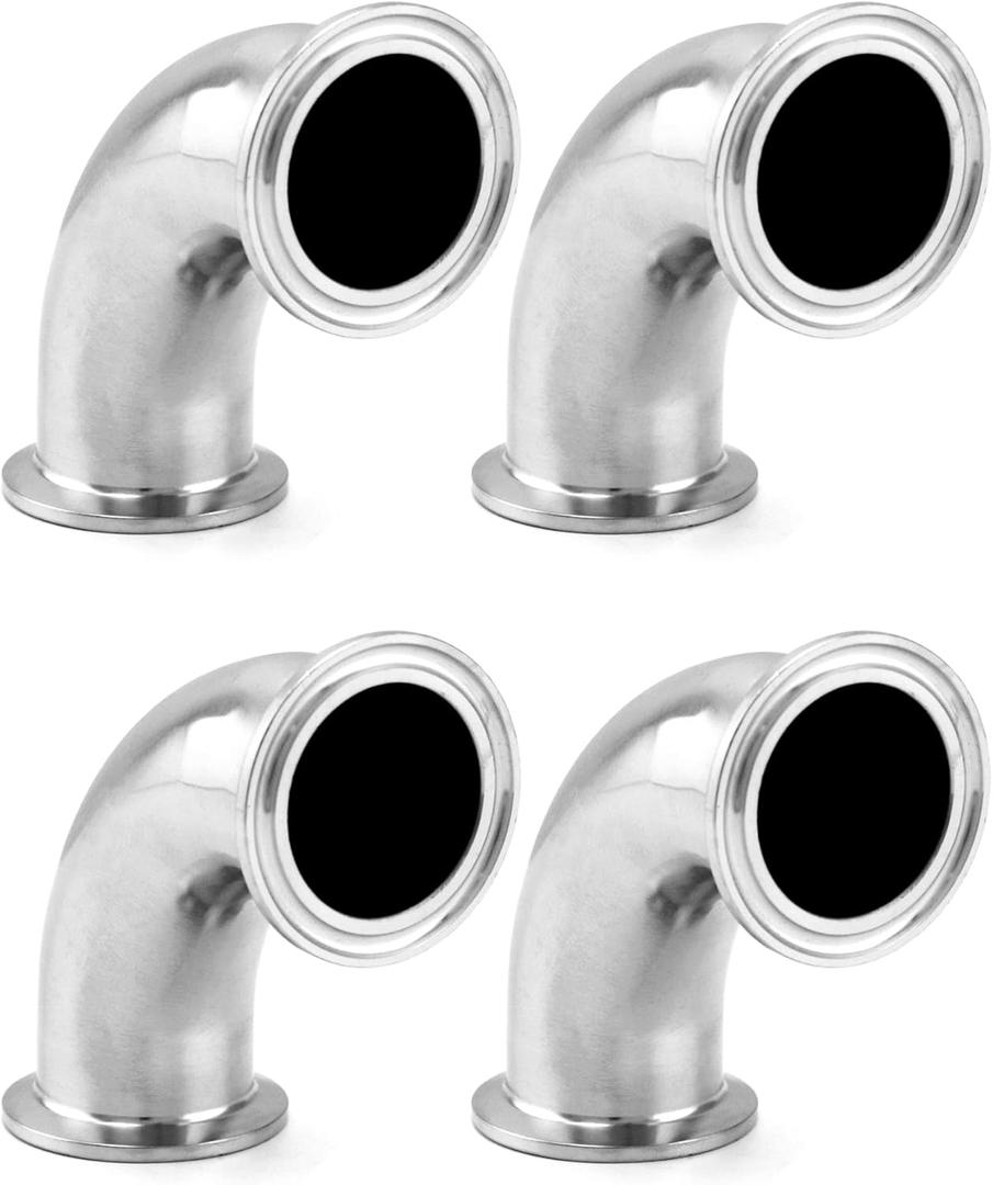 QWORK 1-1/2" Tube OD Sanitary Ferrule Elbow 90 Degree Pipe Fitting - Pack of 4