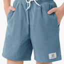 Haloumoning Boys Corduroy Shorts Kids Casual Elastic Waist Drawstring Summer Shorts with Pockets, 130