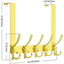 SKOLOO Over The Door Hook - for Doors up to 1-3/4'' Thickness, Pack of 2, Metal Door Hanger with 5 Triple Hooks, Over The Door Hanger for Coats, Hats,Towels, Gold, Assembly Required