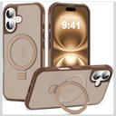 Compatible with iPhone 16 Case with Invisible Magnetic O-Ring Stand Military-Grade Translucent Case for iPhone 16 6.1" [Compatible with Mag-Safe][Great Grip Feeling], Desert Brown