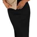 PRETTYGARDEN Women's Bodycon Long Dresses Summer Strapless Tube Twist Knot Front Ribbed Knit Maxi Cocktail Dress with Slit (Black, Small)