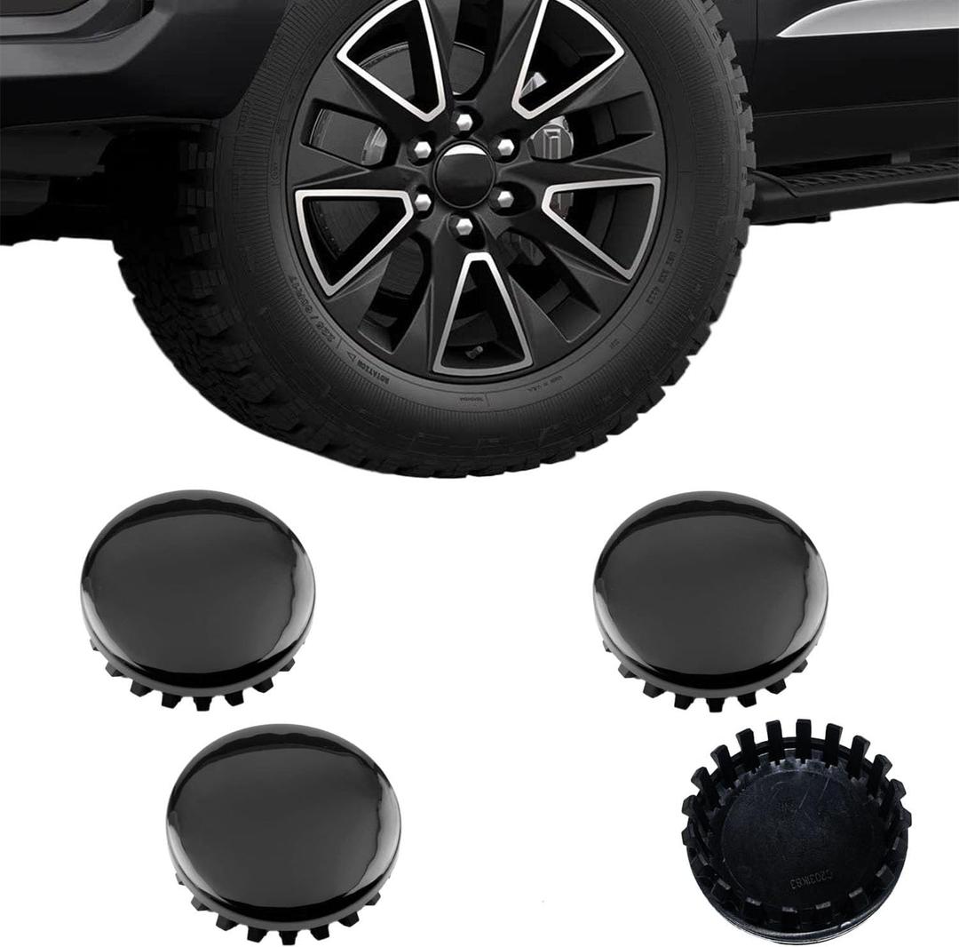 83MM Wheel Center Caps Compatible with Silverado Suburban Tahoe Yukon XL Sierra Van Savana Black Center Cover