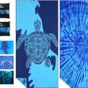2 Pack Microfiber Lightweight Thin Beach Towel Sand Free Quick Dry Super Absorbent Large Towels for Swimming Pool Yoga Gym Travel Vacation Beach Accessories Essentials for Adults (2 Pack Navy Blue Turtle Tie Dye)