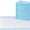 Amazon Basics Leak-Proof Dog and Puppy Potty Training Pee Pads with Quick-Dry 5-Layer Design, X-Large Size 28 x 34 Inch, Blue & White, 50-Pack