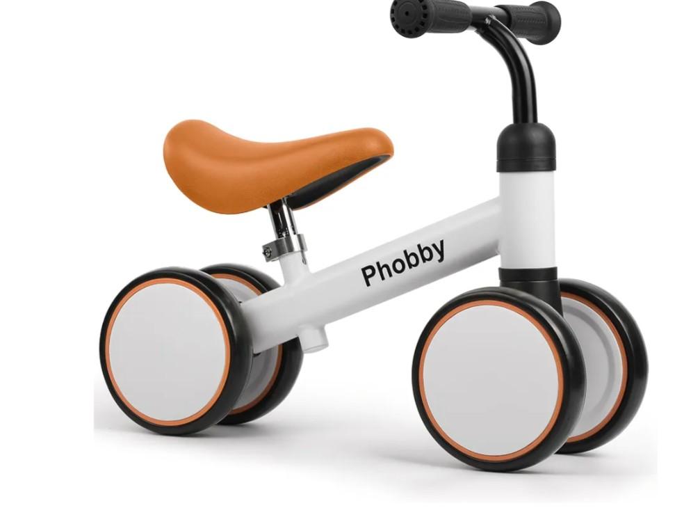 Phobby Baby Balance Bike for 1 2 Years Old Boys Girls, 4 Wheels Toddler Bike with Adjustable Seat, 12-24 Months Kids First Birthday Toy Gift