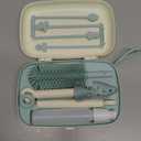 Momcozy Bottle Brush Set - Baby Bottle Cleaner Kit with Silicone Brush, Nipple Brush, Straw Brush, Soap Dispenser, Drying Rack - 7 in 1 Bottle Cleaning Tool for Home and Travel, Green (Classic Style)