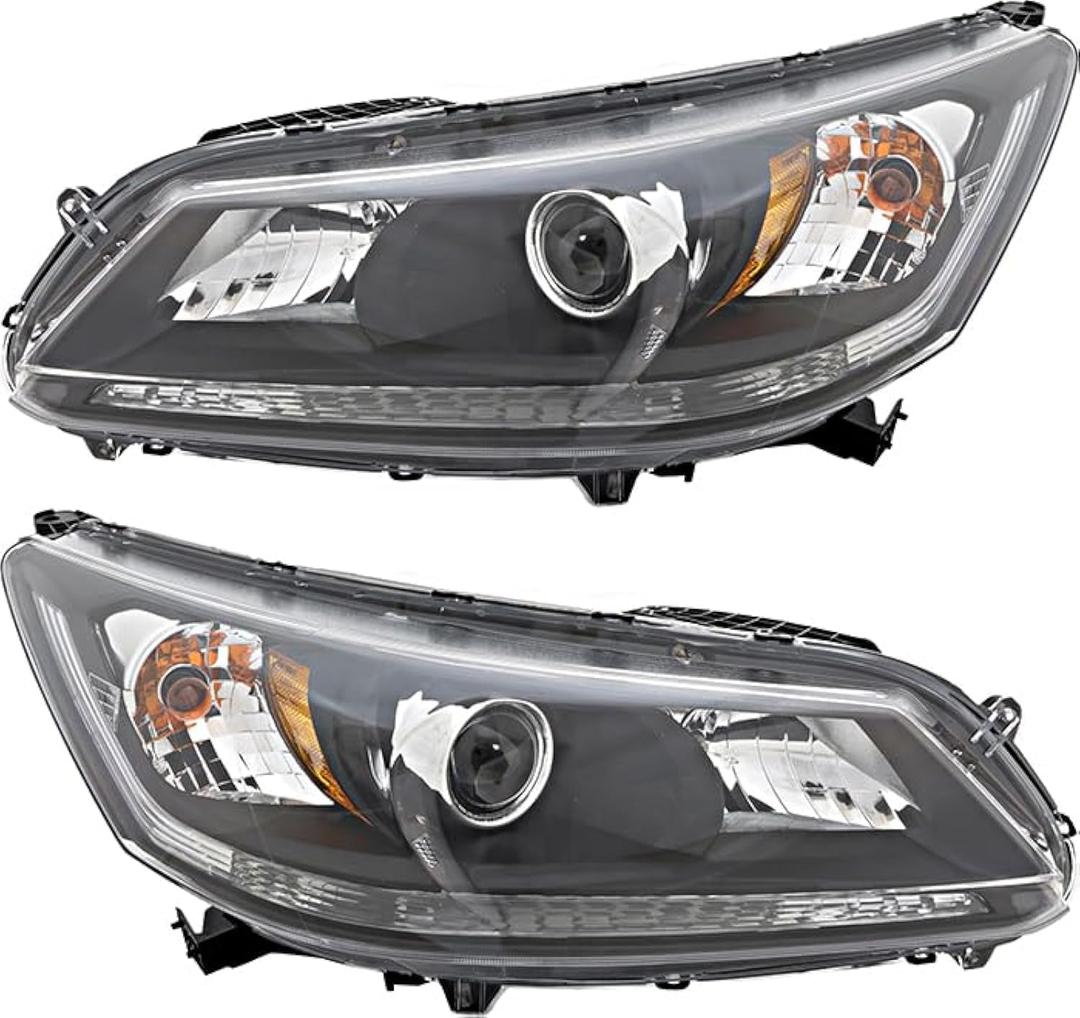 For Honda Accord Sedan EX/EX-L/LX/Sport V4 2.4L Headlights Lamps Set 2013 2014 2015 Halogen Driver and Passenger Side