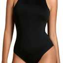 Milumia Women Sexy Mock Turtle Neck Sleeveless Tank Top Bodysuit (Small, Black)