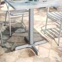 Flash Furniture Beverly 22" x 22" Restaurant Table X-Base with 3" Diameter Table Height Column, Commercial X-Base Cast Iron Table Base, Silver, Set of 1