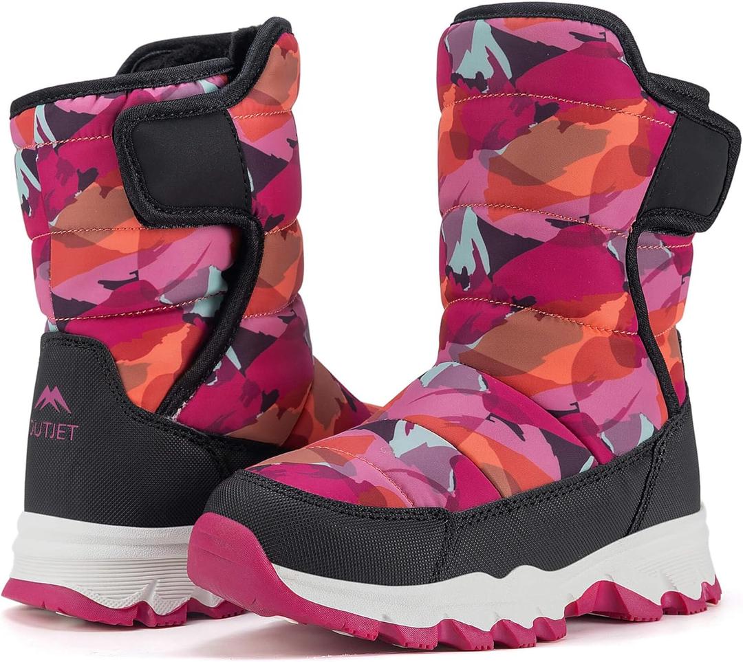 Kids Waterproof Snow Boots Girls & Boys Warm Comfortable Non-Slip Winter Boots (13 Little Kid, Pink-2)