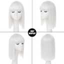 White Bob Wig With Bangs - Heat Resistant 14Inch Synthetic Hair, Short Straight Shoulder Length Natural-Looking Cosplay Wig for Daily Use, Parties & Women Girls