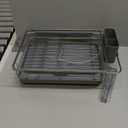 Dish Drying Rack in Sink - Expandable Stainless Steel Dish Rack Over The Sink, Kitchen Sink Drain Strainer with Cutlery Holder & Cup Holders, 15.4 x 9.8 x 3.0 Inch, Silver