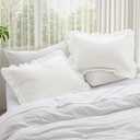 KKJIAF Ruffle Pillow Cases Queen Size Set of 2, Ruffled Pillow Covers with Envelope Closure, Wrinkle Resistant Pillowcases 20" x 30", Ruffled Pillow Shams, White