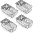 E-far Loaf Pan Set of 4, 9x5 Inch Stainless Steel Bread Loaf Pan, Metal Bakeware for Baking Bread Cake Meatloaf Brownies, Healthy & Non Toxic, Easy Release & Dishwasher Safe