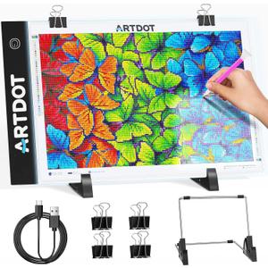 ARTDOT A4 LED Light Pad for Diamond Painting Kits for Adults, USB Powered Adjustable Brightness Diamond Art Light Board with Accessories