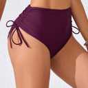 JOYBIK Women's High Waisted Full Coverage Bikini Bottoms Tummy Control Adjustable Drawstring Swim Bottoms (S)