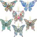 Junkin 6 Pcs Butterfly Christmas Ornaments Butterfly Hanging Ornaments Gifts for Women Christmas Tree Decorations Colorful Keepsake Gift Decorative Ornament for Girl Sister Mom
