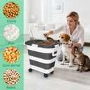ShineMe Dog Food Storage Container, 30 Lbs Collapsible Food Storage Containers with Rolling Wheel Airtight Locking Lid, Cat Foods Bin with Cup and Scoop, Suitable for Pet Snack, Rice, Flour (Black)