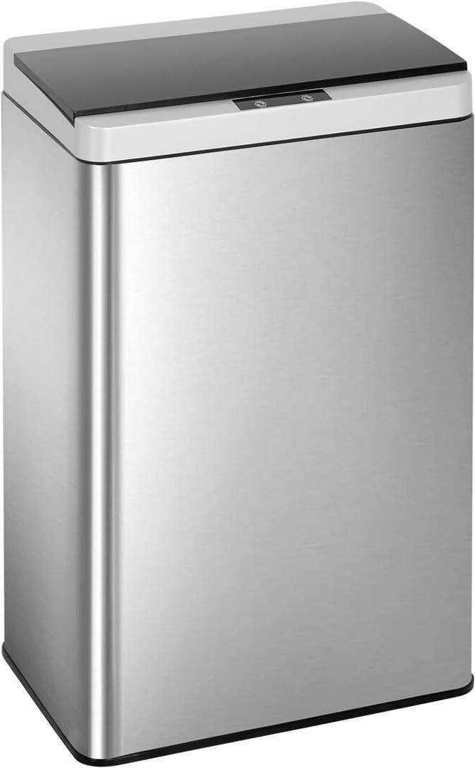 13 Gallon(50L) Trash Can Stainless Steel Trash Can Kitchen Garbage Can with Automatic Sensing Cover Anti-Fingerprint for Home Office Bathroom Bedroom Kitchen Trash Can with Lid Waste Bin