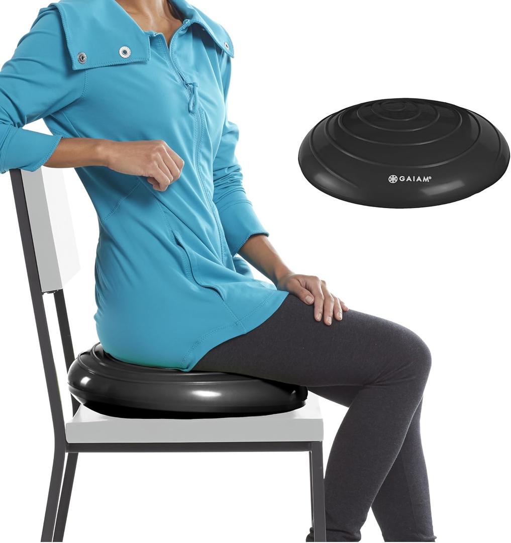 Gaiam Balance Disc Wobble Cushion Stability Core Trainer for Home or Office Desk Chair & Kids Alternative Classroom Sensory Wiggle Seat (Black)