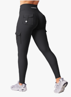 YEOREO CoreFlex Workout Cargo Leggings with Pockets for Women Hidden Scrunch Butt Lifting Leggings Gym Yoga Pants, 3XL