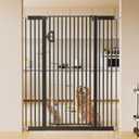 Fldofaves 57" Extra Cat Gate, Fits 29.5"-43" Wide Openings, Pressure Mounted Auto Close Tall Dog Gate with Ultra Narrow Bar Spacing, No Drill Dog Gate for Doorways, Stairs, Hallways