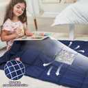 Weighted Blanket Kids (10lbs, 40"x60" Throw Size) - Cooling and Breathable Heavy Blanket for 80-120lbs with Premium Glass Beads - Soft Thick Blankets for All-Season Sleeping Comfort - Navy