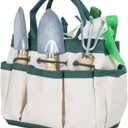 Pure Garden 7 Piece Gardening Tool Set  Mini Planting and Repotting Kit and Carrying Tote Bag Organizer for Succulents, Herbs, and Bonsai Plants