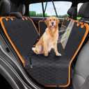 Dog Car Seat Cover, 600D Heavy Durable Dog Seat Cover for Back Seat, 100% Waterproof Scratch Proof Nonslip Dog Hammock for Car with Side Flap, Pet Seat Covers with SeatBelt for Cars Sedan SUV Trucks (Standard (53.9*57.9 ), Orange&Black)