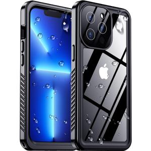 2025 New for iPhone 13 Pro Max Case Waterproof,[Built-in Screen Protector & Camera Protector] [Full Body Shockproof] [IP68 Underwater][Dustproof][Dropproof] Phone Case for iPhone 13 Pro Max 6.7" (Black/Clear)