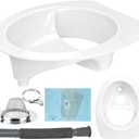 Upgraded Large Composting Toilet Urine Diverter DIY Kit,Complete Wrap-Around Urine Separator with Stainless Steel Sink Lid,Drain Hose and Cutout Sticker, ABS Material fits Composting Toilet, RV,Boat, Standard