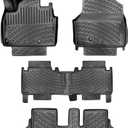 Kia EV9 7-Seats 2024-2026 (No 6-Seats Version) Floor Mats 3D Custom Fit Rubber Car Mats Laser Measured Floor Liners All Weather Heavy Duty Waterproof Odorless Non-Slip TPE (Front & Rear)