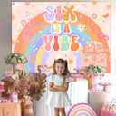 Six is a Vibe Birthday Decorations, 5 x 7ft Groovy 6th Birthday Decorations Backdrop Banner for Retro Rainbow Hippie 6th Decorations Photography Background