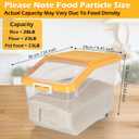 Sunnyray 4 Pcs Rice Storage Container 28 lb Airtight Flour Container with Wheels Measuring Cup Clear Pet Dog Birds Cat Food Bin Grain Cereal Organizer Box for Dry Baking Supplies(Yellow Lid)