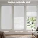 Double Layer Cordless Blackout Roller Blinds – 35"x72" Light Blocking Window Shades, Heat Insulating Thermal Curtains, Easy Install Privacy Filter for Bedroom, Living Room, Office, White